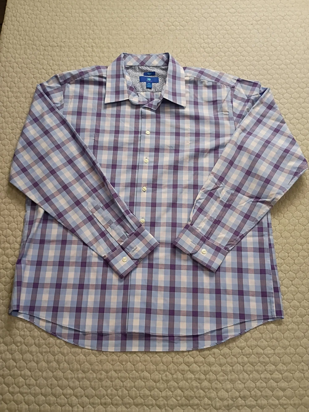 Egara XXL Slim Fit Button-Up Shirt in Blue and White Microprint LOT OF 2 SHIRTS - Picture 4 of 10